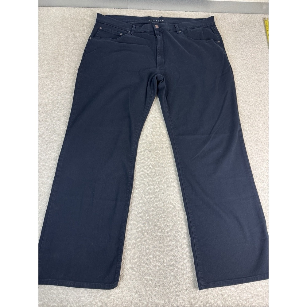 Mott‎ & Bow Jeans Men 42X32 Navy Straight Denim Stretch Pants Dark Wash Cotton
